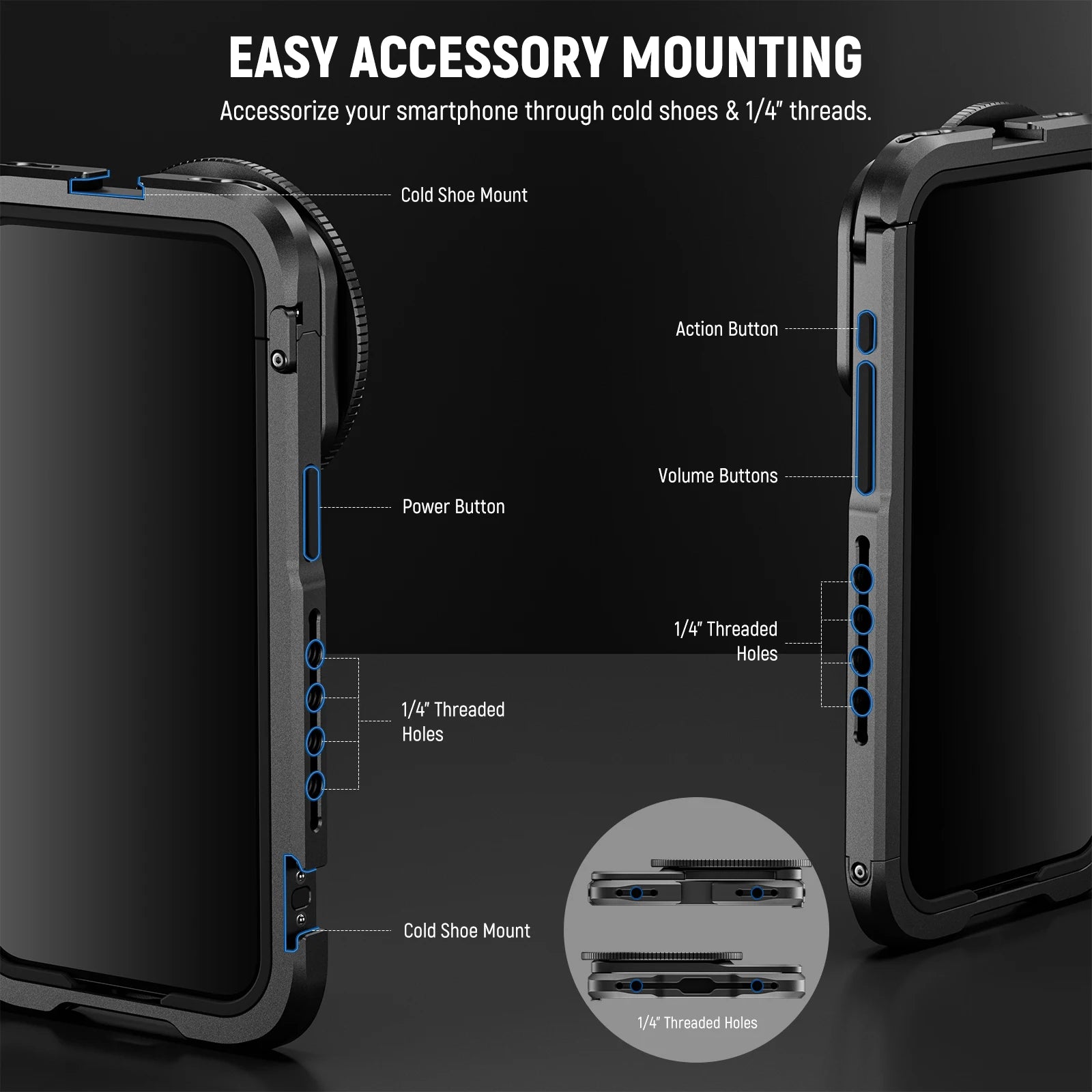 Aluminum IPhone 15 Pro/Pro Max Rig Aluminum with Dual Handles